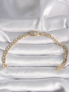 Erb Pirinç Gold Renk Zirkon Taşlı Kalp Model Xuping Exclusive VIP Seri Kadın Bileklik