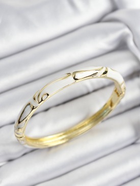 Erb Mineli Pirinç Beyaz Mermer Motifli Gold Renk Kadın Kelepçe