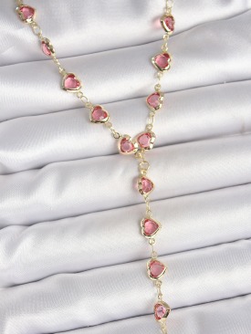 Erb Gold Pembe Renk Kalp Figürlü Zirkon Taşlı Y Pirinç Kolye