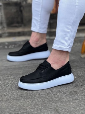 WG508 Siyah Cilt Ortopedik Taban Erkek Casual Ayakkabı