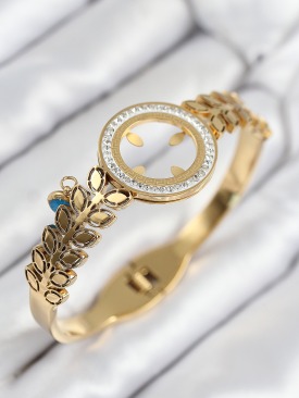 Erb 316L Çelik Zirkon Taşlı Çeyrek Takılabilir Gold Renk Kelepçe