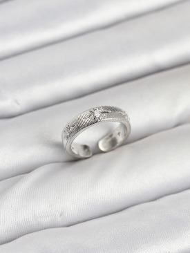 Erb Pirinç Gümüş Renk Zirkon Taşlı Kutup Yıldızı Model Kadın Yüzük