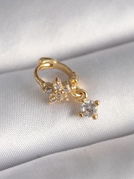Erb 316L Çelik Gold Renk Zirkon Taşlı Çiçek Model Sallantı Detay Tragus Piercing