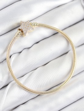 Erb Pirinç Charm Zirkon Taşlı Yıldız Model Gold Renk Kadın Bileklik