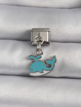 Erb 316L Çelik Gümüş Renk Sallantı Mavi Balina Model Nomination Charm