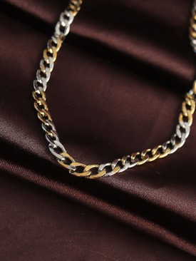 Erb 316L Çelik Gold Gümüş Renk Kuş Gözü Zincirli Erkek Kolye