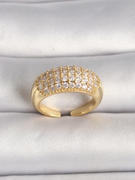 Erb Pirinç Gold Renk Ayarlanabilir Zirkon Taşlı Kadın Yüzük