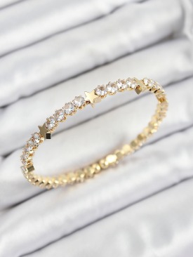 Erb Pirinç Zirkon Taşlı Yıldız Model Gold Renk Yaylı Kadın Bileklik