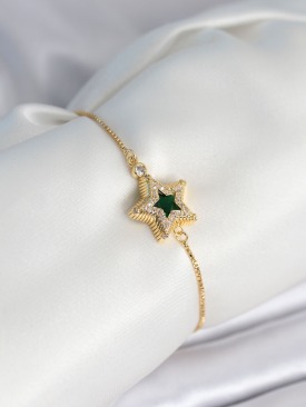 Erb Yıldız Model Asansörlü Gold Renk Kadın Bileklik