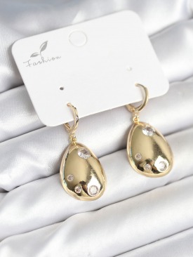 Erb Gold Renk Pirinç Damla Model Kadın Küpe
