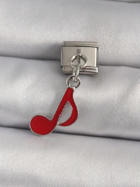 Erb 316L Çelik Gümüş Renk Kırmızı Nota Model Nomination Charm