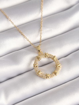 Erb 316L Çelik Gold Renk Zincir Zirkon Taşlı XoXo Model Kadın Kolye