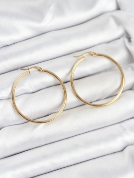 Erb 316L Çelik Gold Renk 35 Mm Halka Kadın Küpe