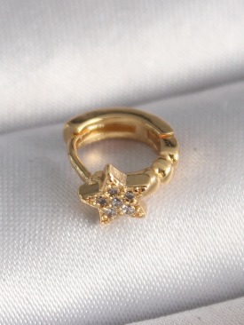 Erb 316L Çelik Gold Renk Zirkon Taşlı Yıldız Model Tragus Piercing