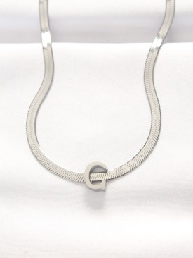 Erb 316L Çelik C Harfli Silver Renk İtalyan Zincirli Kolye