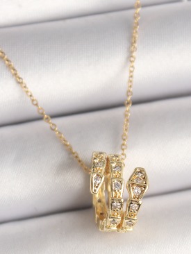 Erb 316L Çelik Gold Renk Zirkon Taşlı Yılan Model Kadın Kolye