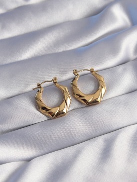 Erb 316L Çelik Gold Renk Kıvrımlı Görünüm Geometrik Model Küpe