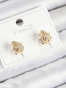 Erb Pirinç Zirkon Taşlı Yıldız Model Gold Renk Çocuk Küpe