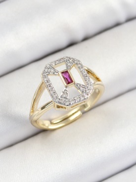 Erb Pirinç Zirkon Taşlı Baget Model Gold Renk Kadın Yüzük