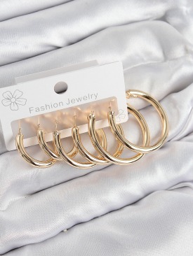 Erb Pirinç Halka Model Gold Renk Kadın Set Küpe