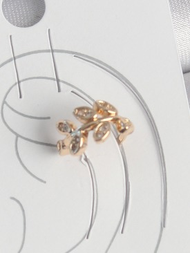 Erb Pirinç Gold Renk Zirkon Taşlı Yaprak Model Kadın Kıkırdak Küpe