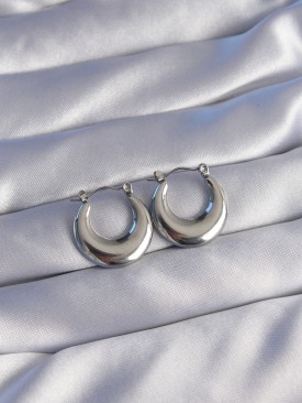 Erb 316L Çelik Gümüş Renk Oval Ayna Model Küpe