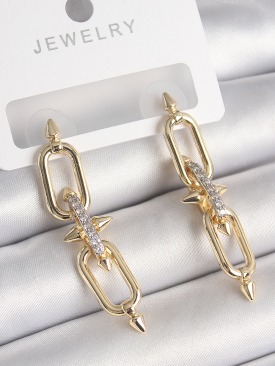 Erb Pirinç Gold Renk Zirkon Taşlı Tiffany Model Kadın Küpe