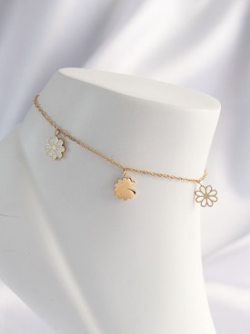 Erb 316L Çelik Gold Renk Papatya Tasarımlı Halhal