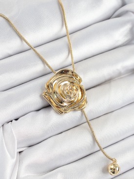 Erb Pirinç Asansörlü Gül Model Gold Renk Kadın Kolye