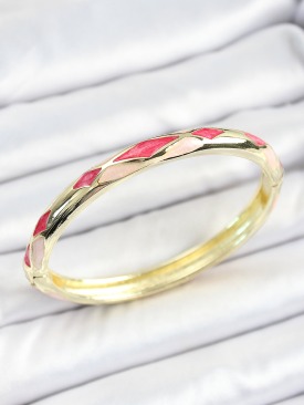 Erb Mineli Pirinç Pembe Baklava Desenli Gold Renk Kadın Kelepçe