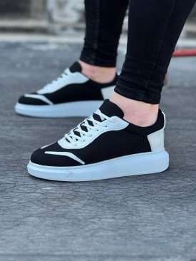 WG019 Siyah Beyaz Triko Erkek Casual Ayakkabı