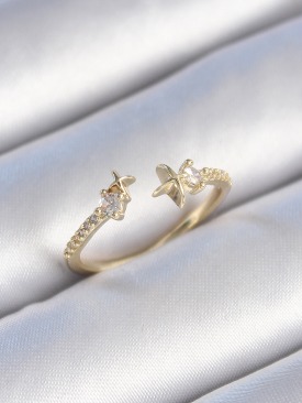 Erb Pirinç Gold Renk Zirkon Taş Detay Yıldız Model Kadın Yüzük