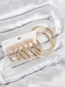 Erb Pirinç Halka Model Gold Renk Kadın Set Küpe