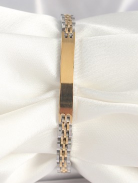 Erb 316L Çelik Gold Gümüş Renk Zincir Künye Model Erkek Bileklik