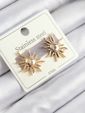 Erb 316L Çelik Güneş Model Gold Renk Kadın Küpe