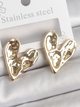 Erb 316 Çelik Gold Renk İşlemeli Kalp Model Kadın Küpe