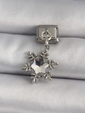 Erb 316L Çelik Gümüş Renk Zirkon Taşlı Kar Tanesi Model Nomination Charm
