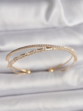 Erb Pirinç Gold Renk Su Yolu Zirkon Taşlı Kadın Bileklik