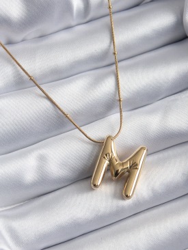 Erb 316L Çelik Gold Renk Bubble "M" Harf Model Kadın Kolye