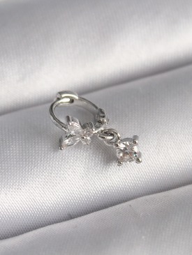 Erb 316L Çelik Gümüş Renk Zirkon Taşlı Kelebek Model Sallantı Detay Tragus Piercing