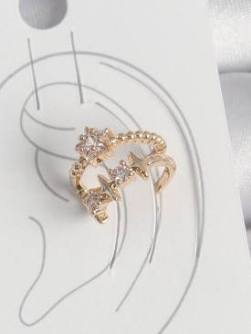 Erb Pirinç Gold Renk Zirkon Taşlı Yıldız Model Kadın Kıkırdak Küpe