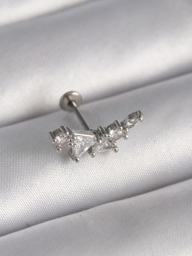Erb 316L Çelik Gümüş Renk Zirkon Taşlı Tragus Piercing