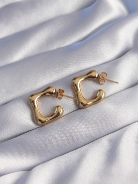 Erb 316L Çelik Gold Renk İçi Boş Bubble Kalp Küpe