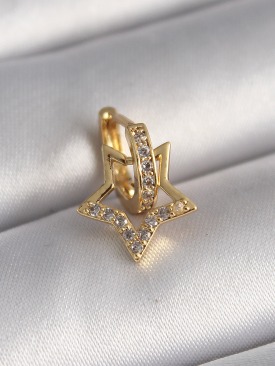 Erb 316L Çelik Gold Renk Zirkon Taşlı Sallantı Yıldız Model Tragus Piercing