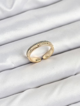 Erb Pirinç Gold Renk Sıralı Zirkon Taşlı Kutup Yıldızı Model Kadın Yüzük