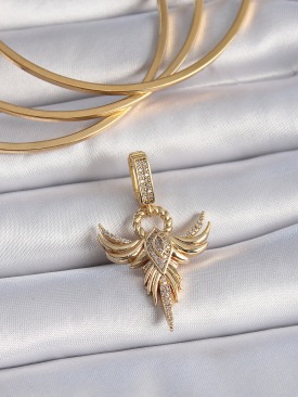 Erb Pirinç Gold Renk Zirkon Taşlı Anka Kuşu Model Ajda Charm
