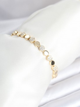 Erb Pirinç Gold Renk Nokta Model Zirkon Taşlı Kadın Bileklik
