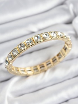 Erb Pirinç Zirkon Taşlı Kare Model Gold Renk Lastikli Kadın Bileklik