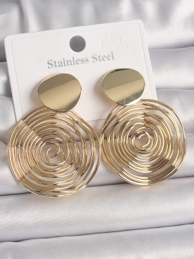 Erb Pirinç Gold Renk Sallantı Labirent Daire Model Kadın Küpe