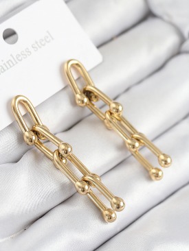 Erb 316L Çelik Sallantılı Tifany Model Gold Renk Kadın Küpe